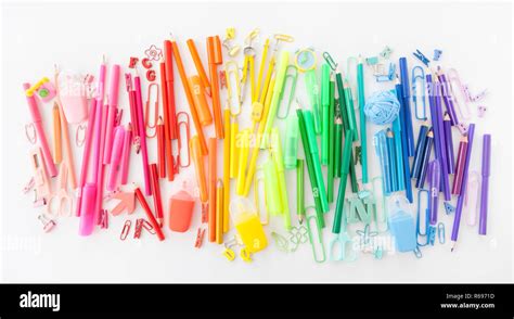 Colorful Office Supplies Stock Photo - Alamy