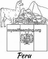 Peru Flag Educational Coloring Sheet  Instant Download sketch template