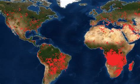 Maps of ongoing forest fires around the world are terrifying and Africa looks like it got ...