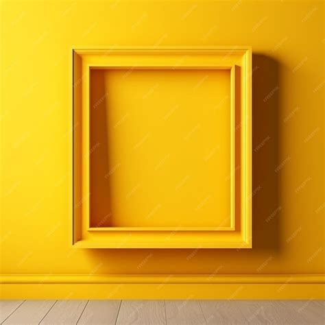 Premium Photo | A yellow frame on a yellow wall with a wooden floor.