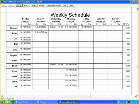 Free Schedule Template Of Weekly Schedule Template Excel Free | Heritagechristiancollege