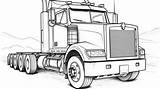 Truck Semi Trailer Drawing Coloring Pages Construction Peterbilt Color  sketch template