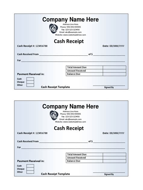 Cash-Receipt-Template.docx | Services (Economics) | Money