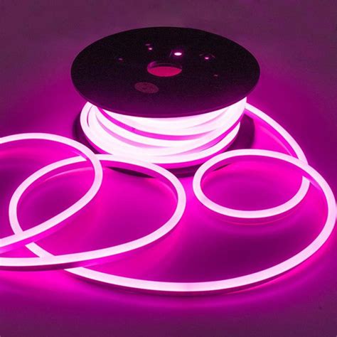 Tivleed 50ft Pink LED Neon Lights,IP65 Waterproof LED Light Strip Flexible Cuttable AC 110V LED ...