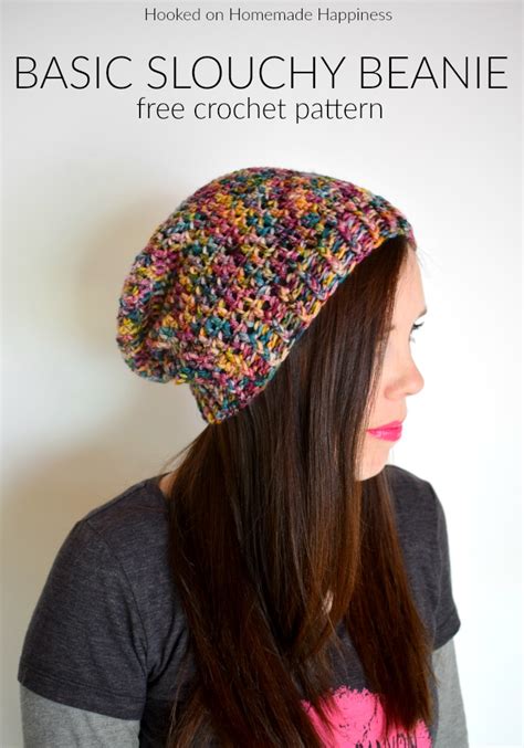 Basic Slouchy Beanie Crochet Pattern - Hooked on Homemade Happiness