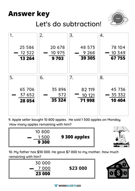 5 Digits Subtraction Worksheets – Let’s Do Subtraction | WorksheetsGO