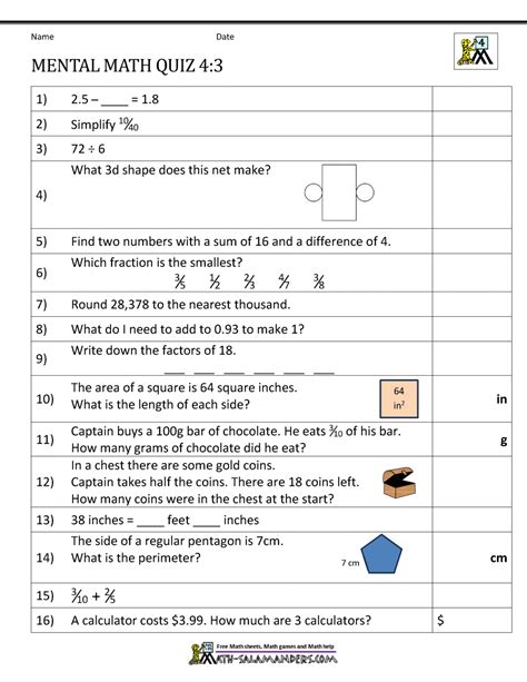 Mental Math 4th Grade