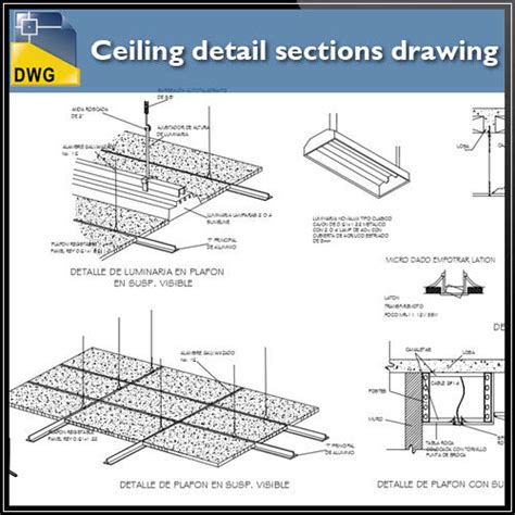 Free Ceiling detail sections drawing – CAD Design | Free CAD Blocks,Drawings,Details