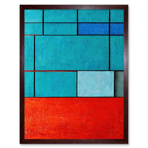 Piet Mondrian Style Teal Red Abstract Harmony Art Print Framed Poster Wall Decor 12x16 inch ...