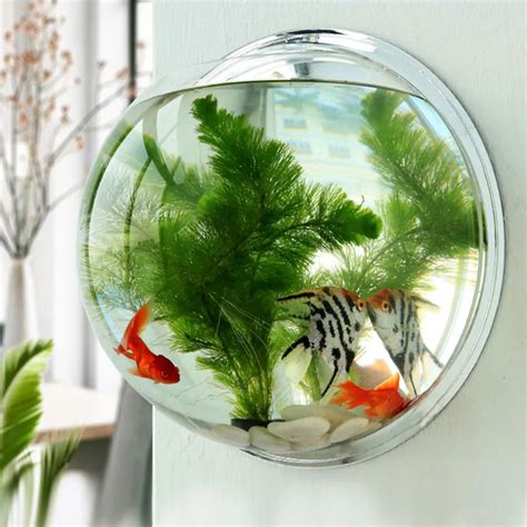 Acrylic Fish Bowl Wall Hanging Aquarium Tank Aquatic Pet Supplies Wall Mounted Fish Tank for ...