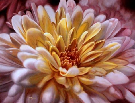 Chrysanthemum flower art, chrysantemum art, pink chrysanthemum flower art, artwork for sale, realism