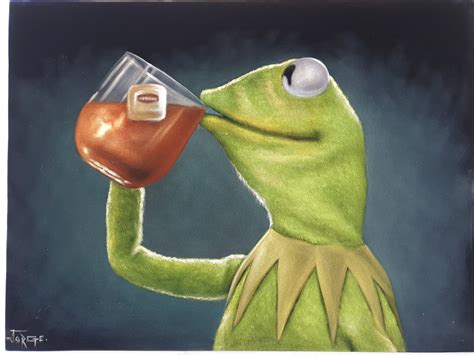 Kermit The Frog Meme Drinking Tea