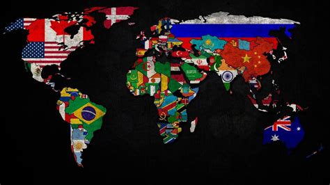 Assorted-color world map flag print digital poster, countries, flag ...