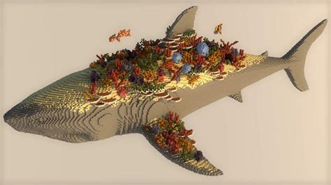 This shark-shaped coral reef was built entirely in Minecraft | Art and Design | Earth Touch News