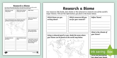 Research a Biome Activity Sheet - KS2 - Geography - Twinkl