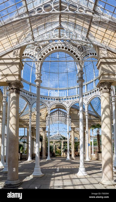 Interior of The Great Conservatory in the gardens of Syon House, Syon Park, West London, England ...