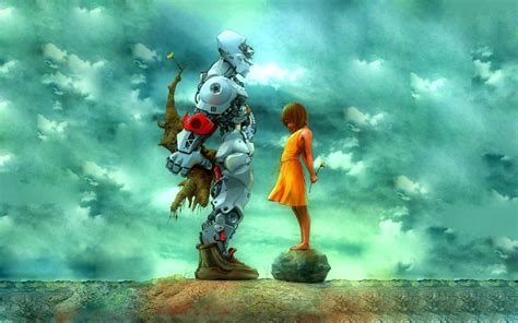 Wallpaper : children, robot, love, artwork, science fiction, mythology, screenshot, computer ...