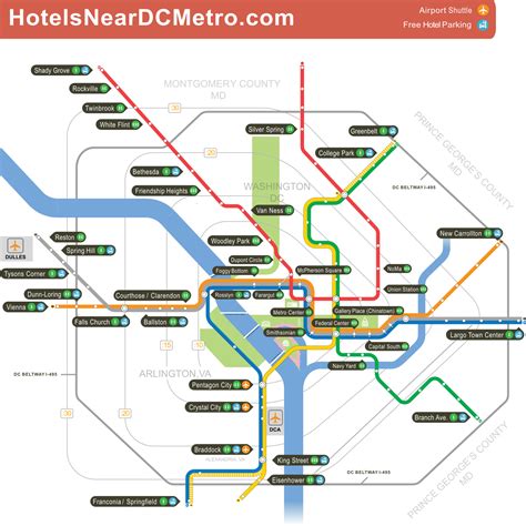 Map of Hotels in DC Near Metro Stations