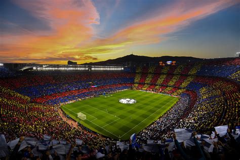 FC Barcelona Spain Stadium Camp Nou Soccer Soccer Field Soccer Clubs Champions League Sunset ...