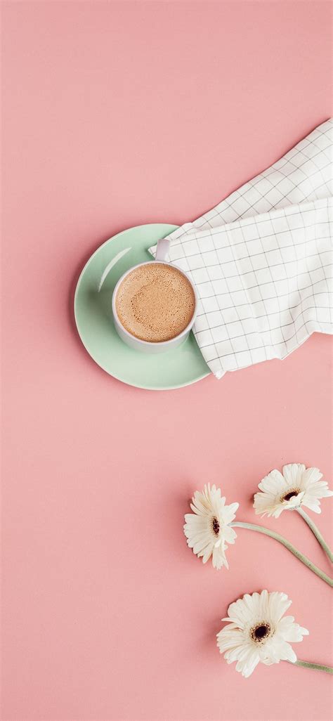 Coffee With Flowers Pink Wallpaper Hd - 1125x2436 - Download HD Wallpaper - WallpaperTip