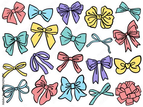 Bow clipart. Set of decorative colourful bow silhouette. Vector ...