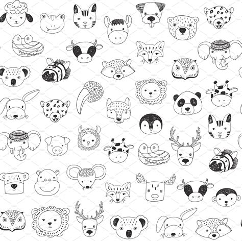 Animal Faces In Trendy Glasses Vector Set