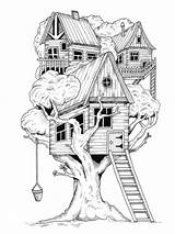 Tree House coloring Pages sketch template
