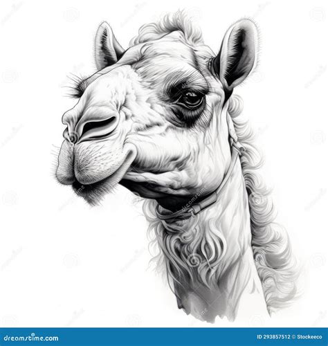 Realistic Black and White Camel Portrait Tattoo Drawing Stock ...