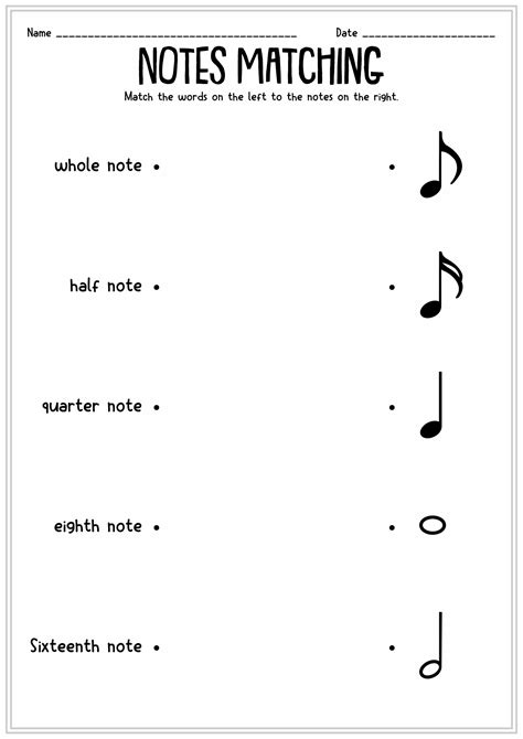 Free Music Note Worksheets For Kids