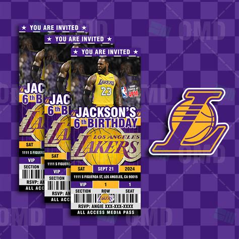 Los Angeles Lakers Ticket Style Sports Party Invites – Sports Invites