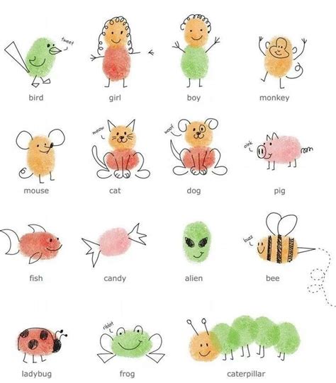 Thumbprint animals | Fingerprint art, Art for kids, Thumbprint art