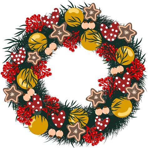 Christmas Leaf Wreath Frame With Gingerbread Cookies And Red Berries, Christmas Leaf Clipart ...