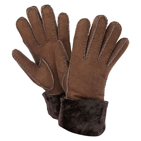 SHEEPSKIN CUFF GLOVES BROWN