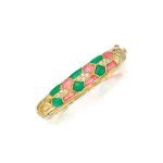 Gold, Chrysoprase, Rhodochrosite, and Diamond Bangle-Bracelet, France | Important Jewels | 2022 ...