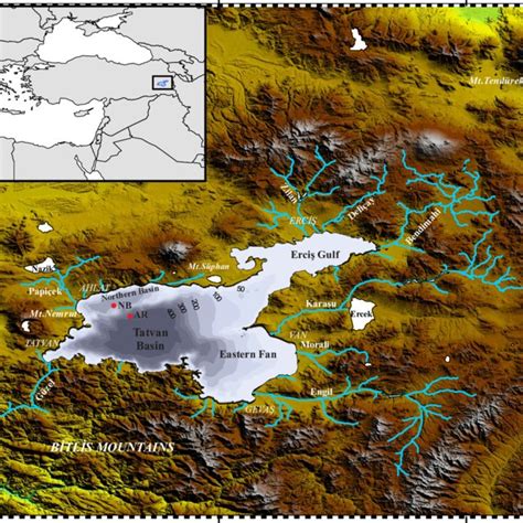 Location map of Lake Van (modified from Ön et al. (2017b)). Red dots... | Download Scientific ...