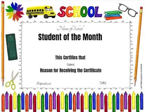 Free Editable Printable Student of the Month Certificate