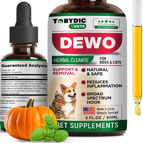 Tobydic Broad Spectrum Dewormer Herbal Medicine for Cats & Dogs - Prevention & Treatment for ...