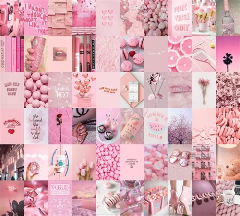 Light Pink Baby Pink Aesthetic Wall Collage Kit | Pack of 70 photos | Digital File | Live ...