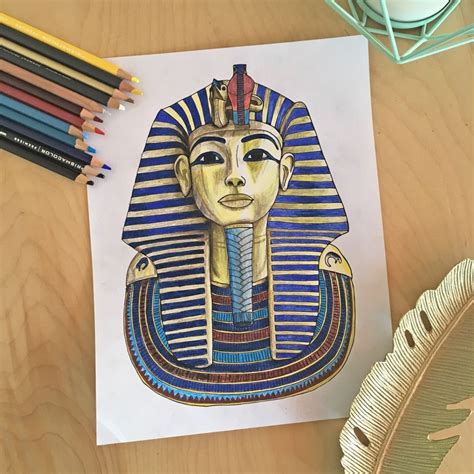 Drawing King Tut's Mask Using Symmetry- C1W2 Lesson Plan - Ridge Light Ranch in 2024 | Egyptian ...