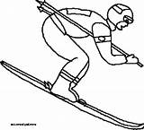 Coloring Skiing Skier Downhill Pages Happy Ski Kid Cliparts Clipart  sketch template