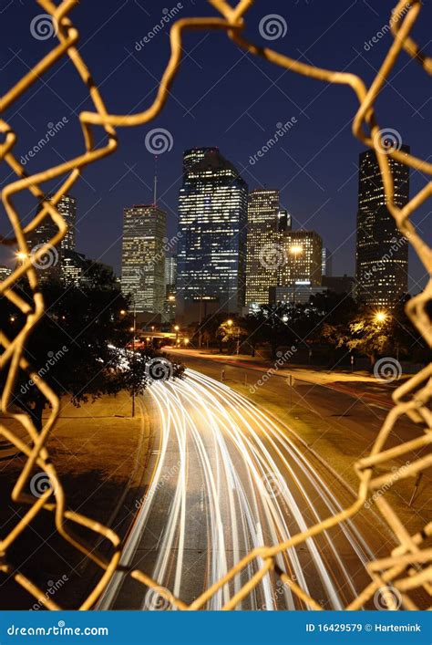 Houston Skyline at Night stock image. Image of allen - 16429579