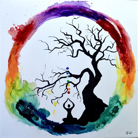 Rainbow Meditation Ring With Healing Tree Original Painting - Etsy ...