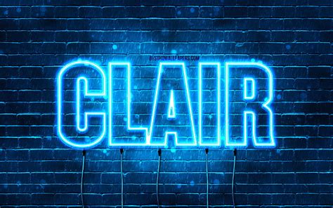 Happy Birtay Clair, , blue neon lights, Clair name, creative, Clair Happy Birtay, Clair Birtay ...