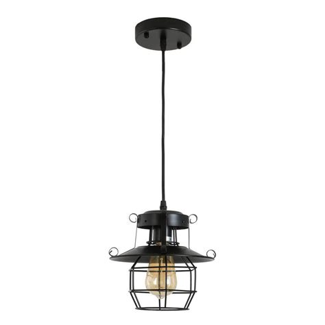 1 Light E26 Vintage Farmhouse Black Pendant Light Rustic Metal Caged ...