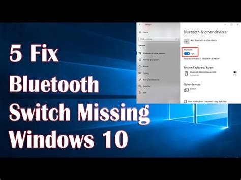 Bluetooth On/Off Switch Missing Windows 10 - How To Fix - YouTube