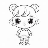 Cute Little Girl Coloring Page Vector Basic Simple Cartoon Toning  sketch template