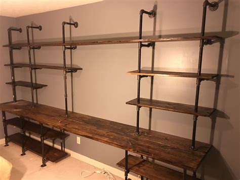 Stained wood and dark metal pipes... Closet | Closet remodel, Pipe furniture, Shelves
