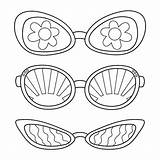 Premium Vector  Cute coloring Page 70s Style Hippie sunglasses Vintage sketch template