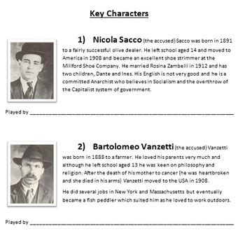 Sacco-Vanzetti - 18-page full lesson (notes, character cards, card sort ...