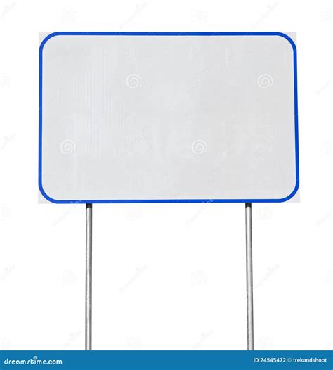 Big Blank White Road Sign Isolated Stock Photo - Image of message, pole ...